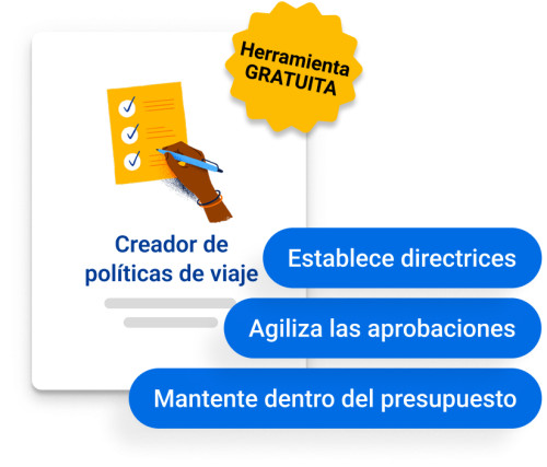 Crea f&aacute;cilmente la pol&iacute;tica de viaje
online para tu empresa