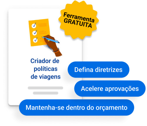 Crie facilmente a pol&iacute;tica de viagens
da sua empresa online